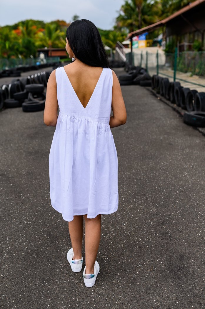 Buy Bunaai Small Butta Designer White Cotton Dress For Women Online