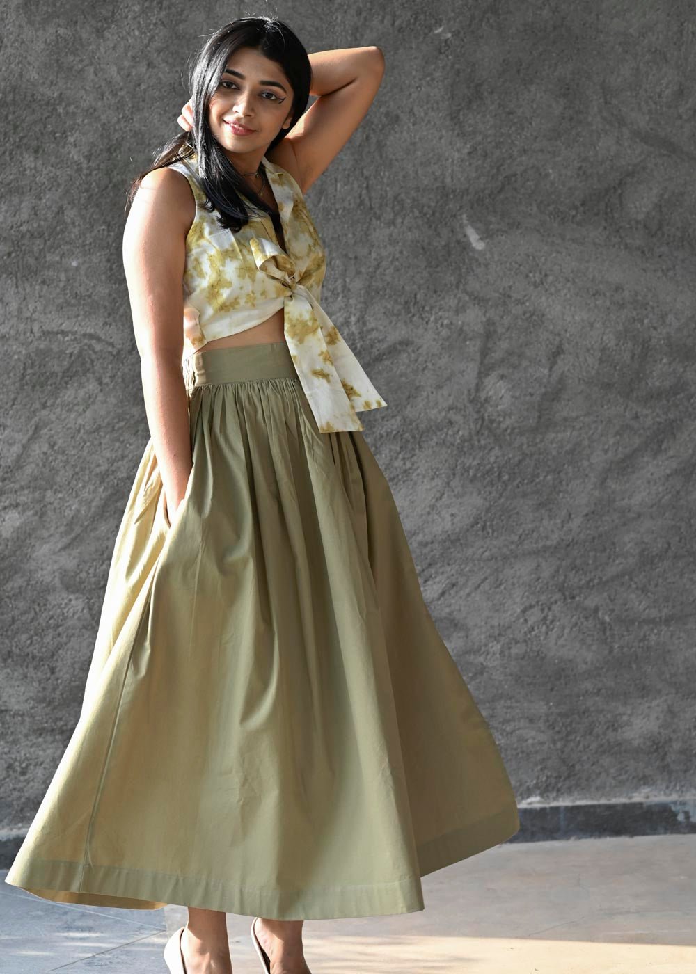 Buy online Mustard Cotton Skirt for women and girls at best price at  bibain  TARANG18092SS22MUST