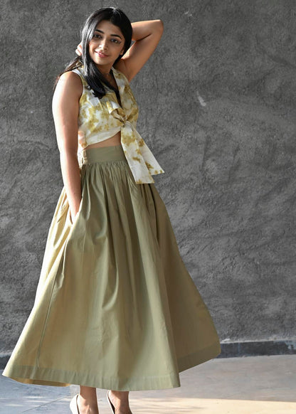 Buy Apanakah Aurora Organic Cotton Crop Top With Long Skirt For Women –  APANAKAH