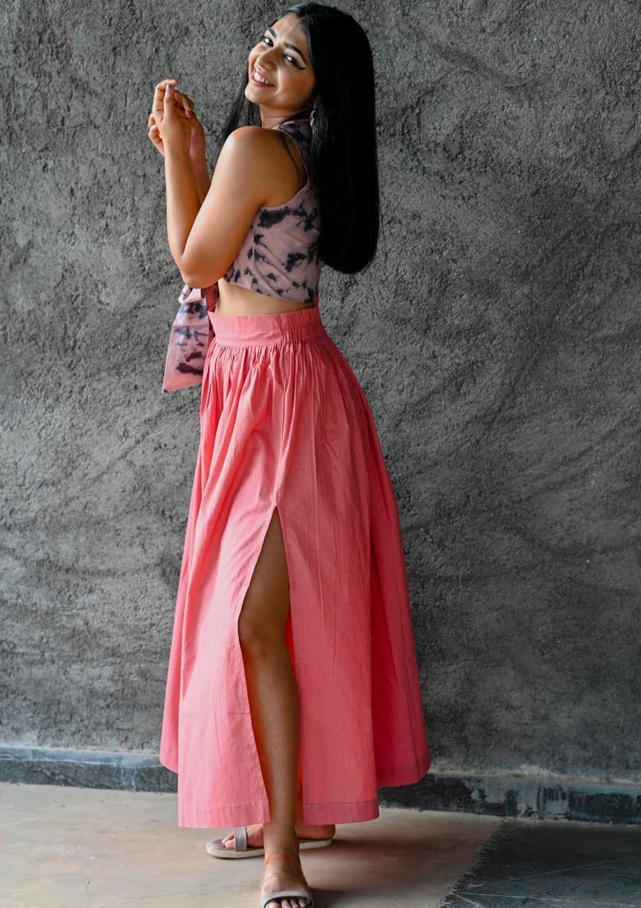 High waisted long outlet skirt with crop tops